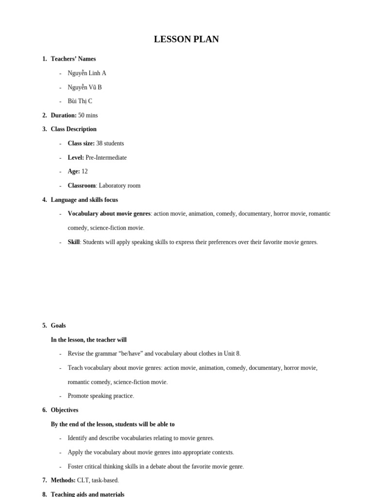 Lesson Plan Sample 3 | PDF | Vocabulary | Teachers