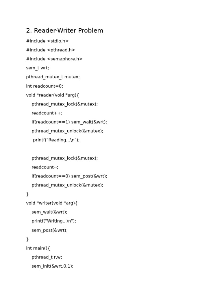 2. Reader-Writer Problem | PDF