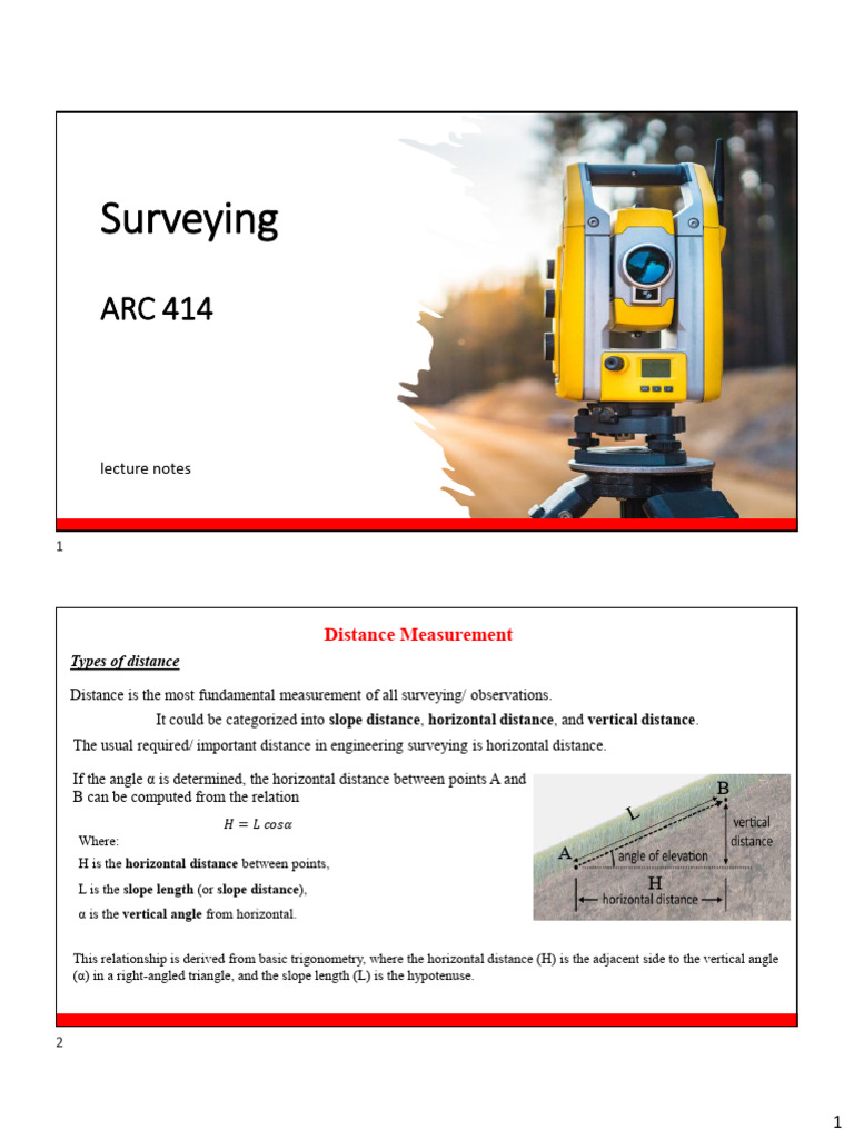 Lec 4 ARC414 Distance Measurement 1 | PDF | Surveying | Measurement