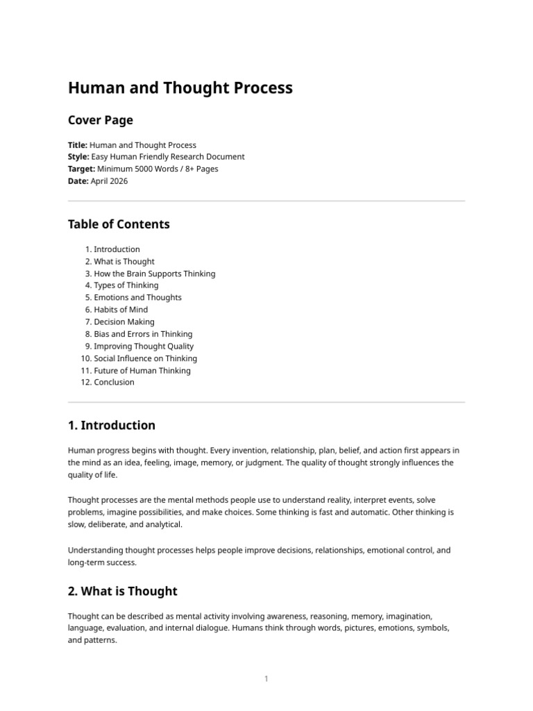 Human and Thought Process | PDF | Thought | Mind