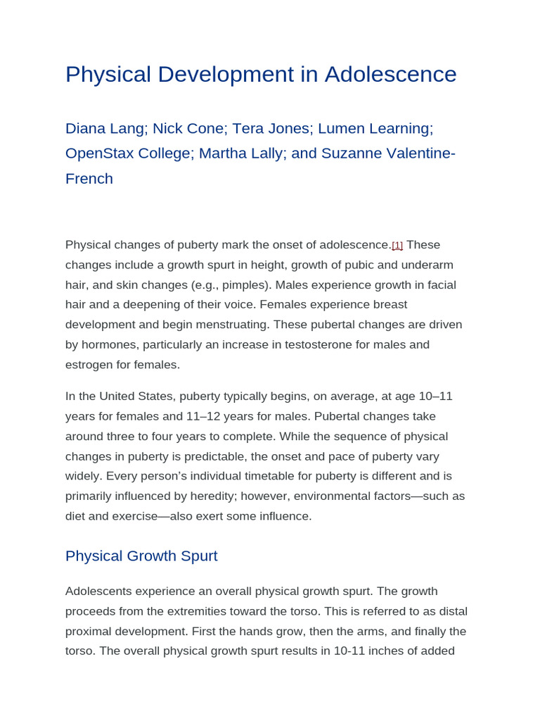 Physical Development in Adolescence | PDF