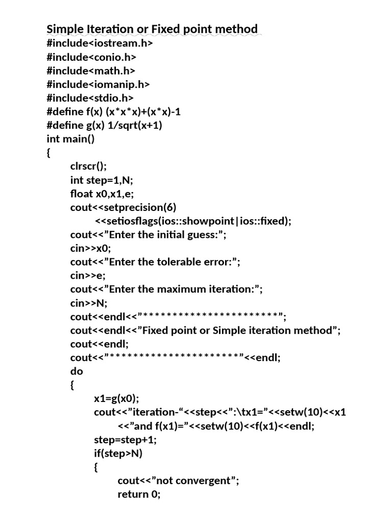 Simple Iteration or Fixed Point Method | PDF