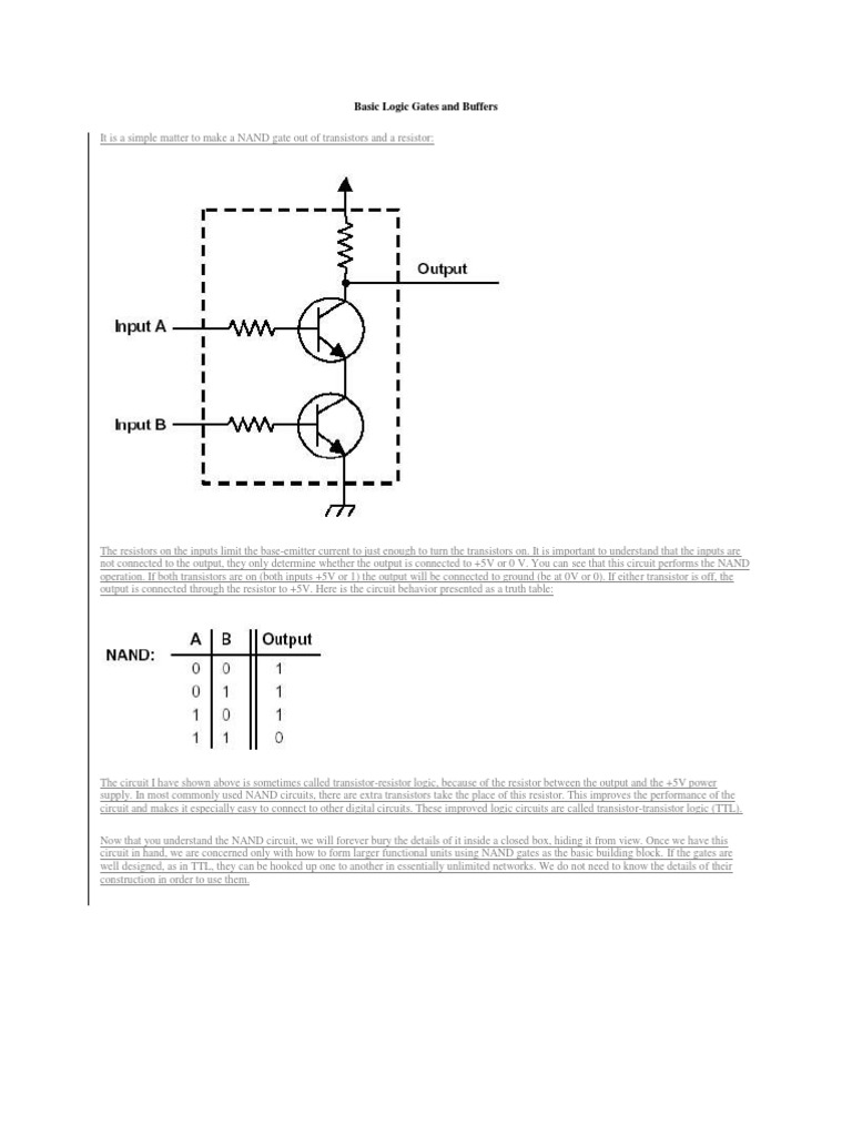 Basic Logic Gates and Buffers PDF Logic Gate Electronic Circuits