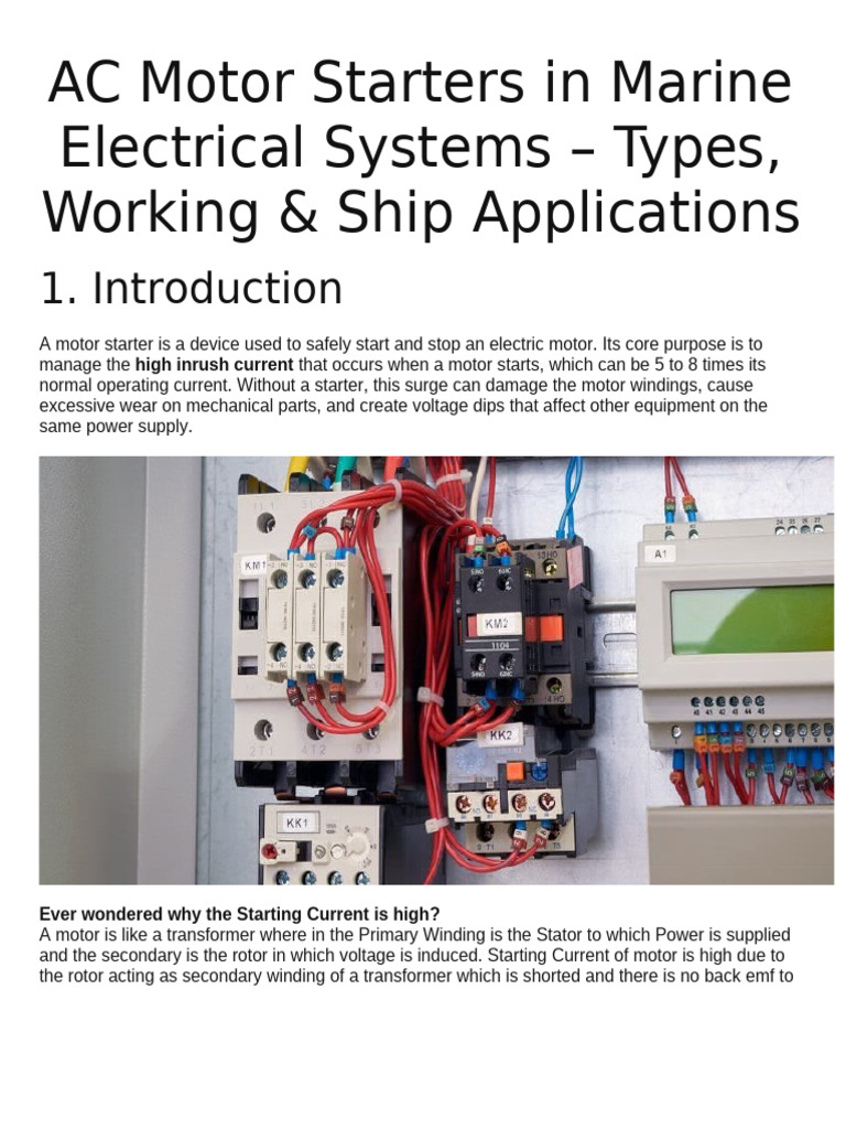 AC Motor Starters in Marine Electrical Systems | PDF | Electric Motor ...