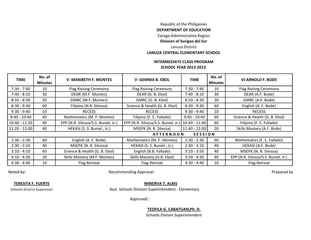 Revised Intermediate Class Schedule | PDF | Foreign Language Studies ...