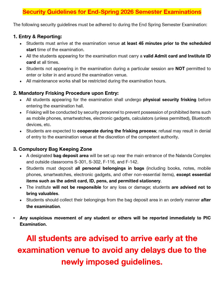 Security Guidelines for End Sem Exam | PDF