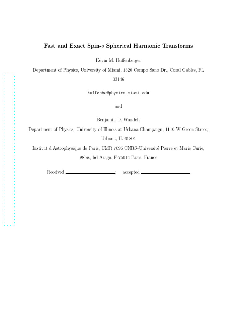Fast and Exact Spin-s Spherical Harmonic Transforms | PDF | Fast ...
