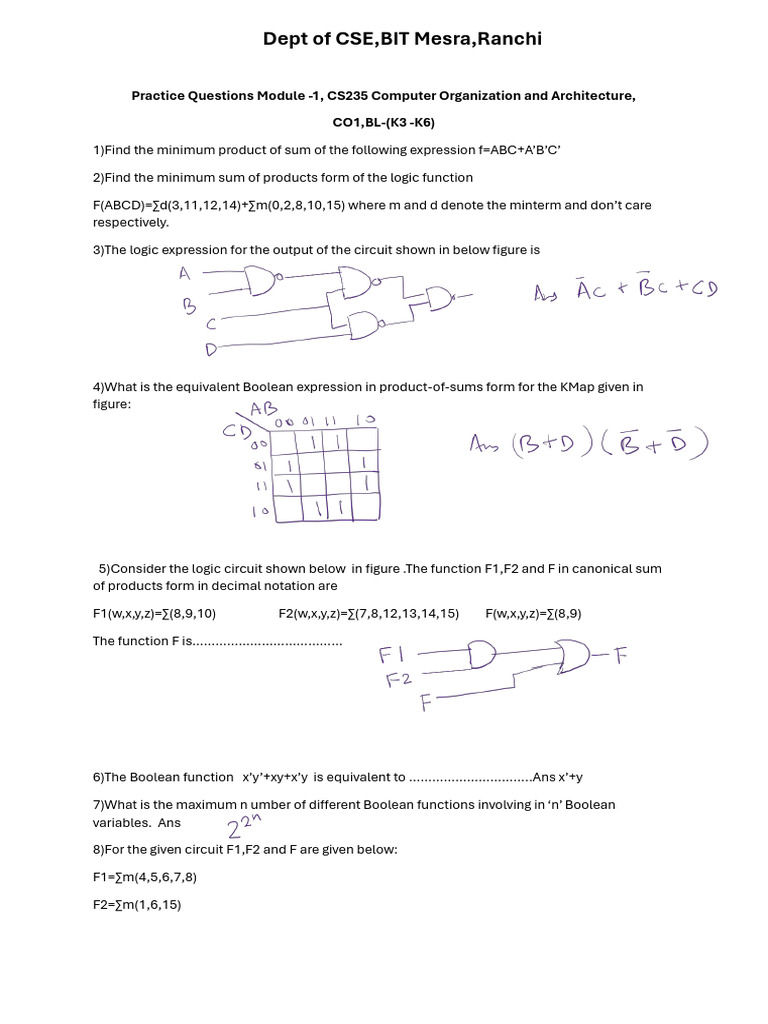 Practice Question CS235MO24 | PDF | Theory Of Computation | Digital ...