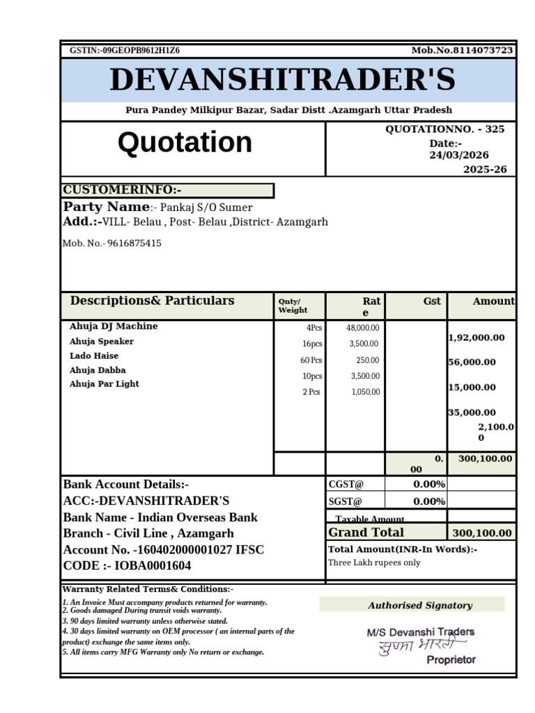 Lucky.raj.Quotation | PDF