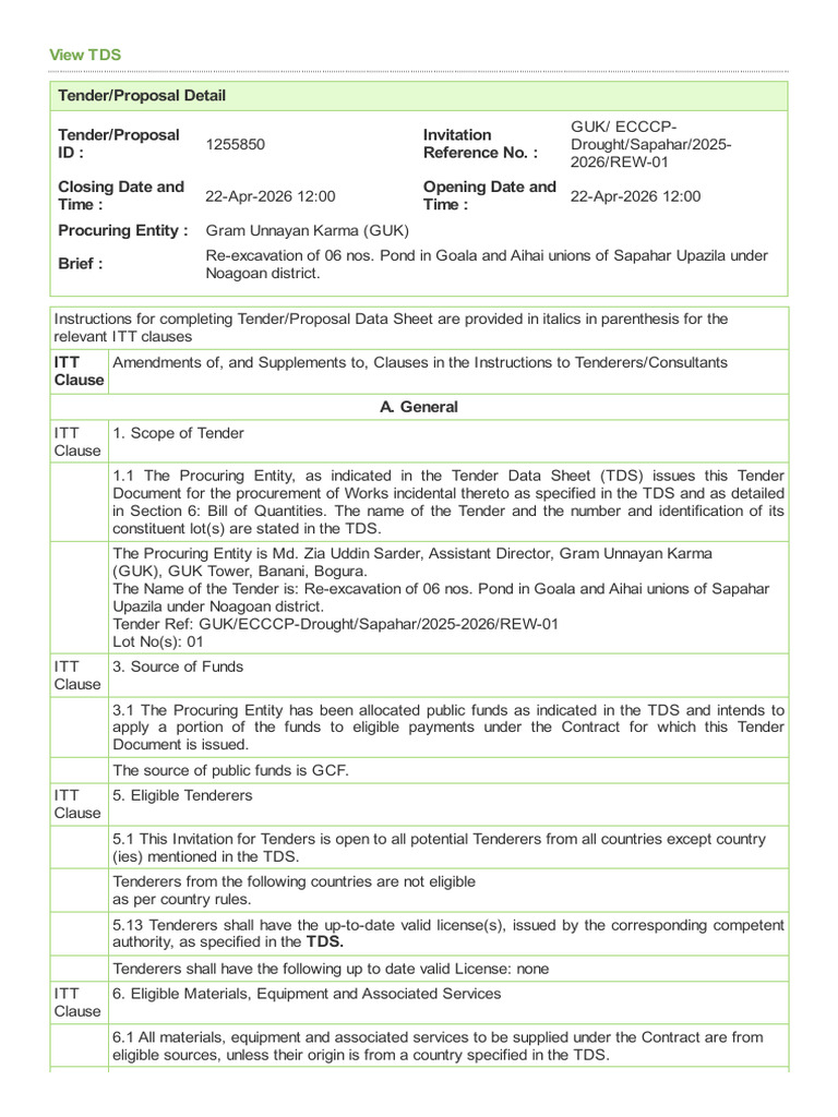 Section2_Tender Data Sheet (45) | PDF | Subcontractor | Taxes