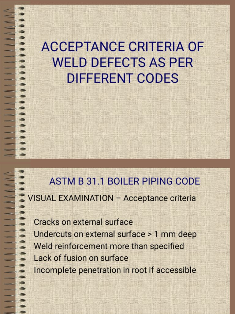 Acceptance of Weld Defect 1677046043 | PDF | Welding | Construction