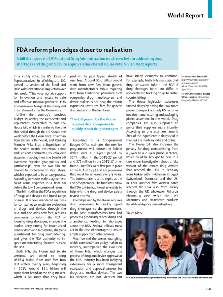 FDA-reform-plan-edges-closer-to-realisation_lancet | PDF | Food And ...