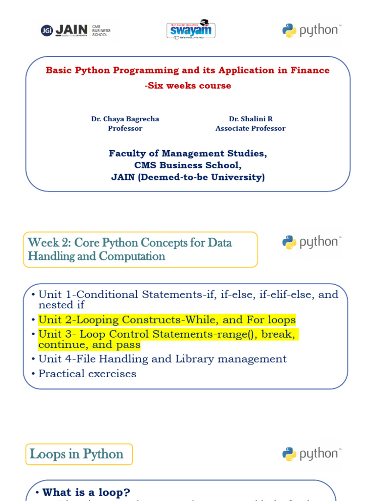 Week 2 Slides2 and 3 Loops 3 | PDF | Control Flow | Programming Paradigms
