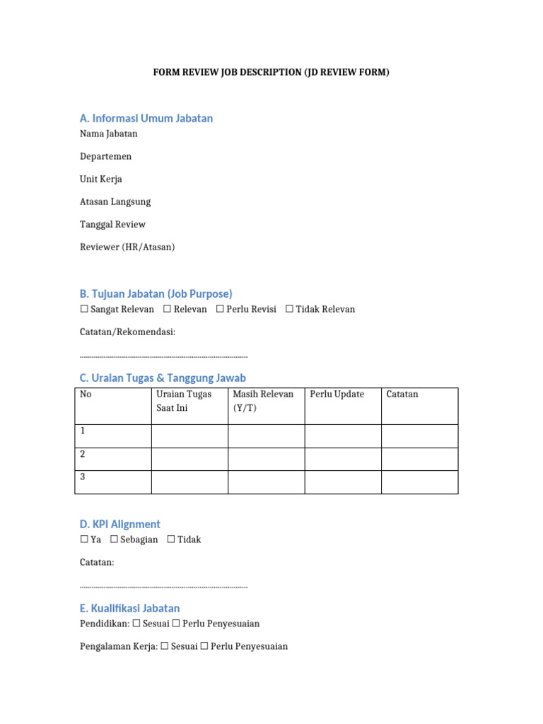 Form Review Job Description | PDF