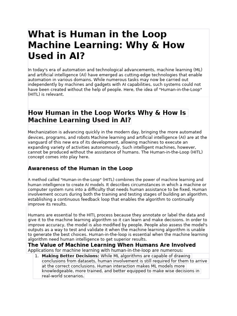 9th Article Chatgpt What is Human in the Loop Machine Learning | PDF ...