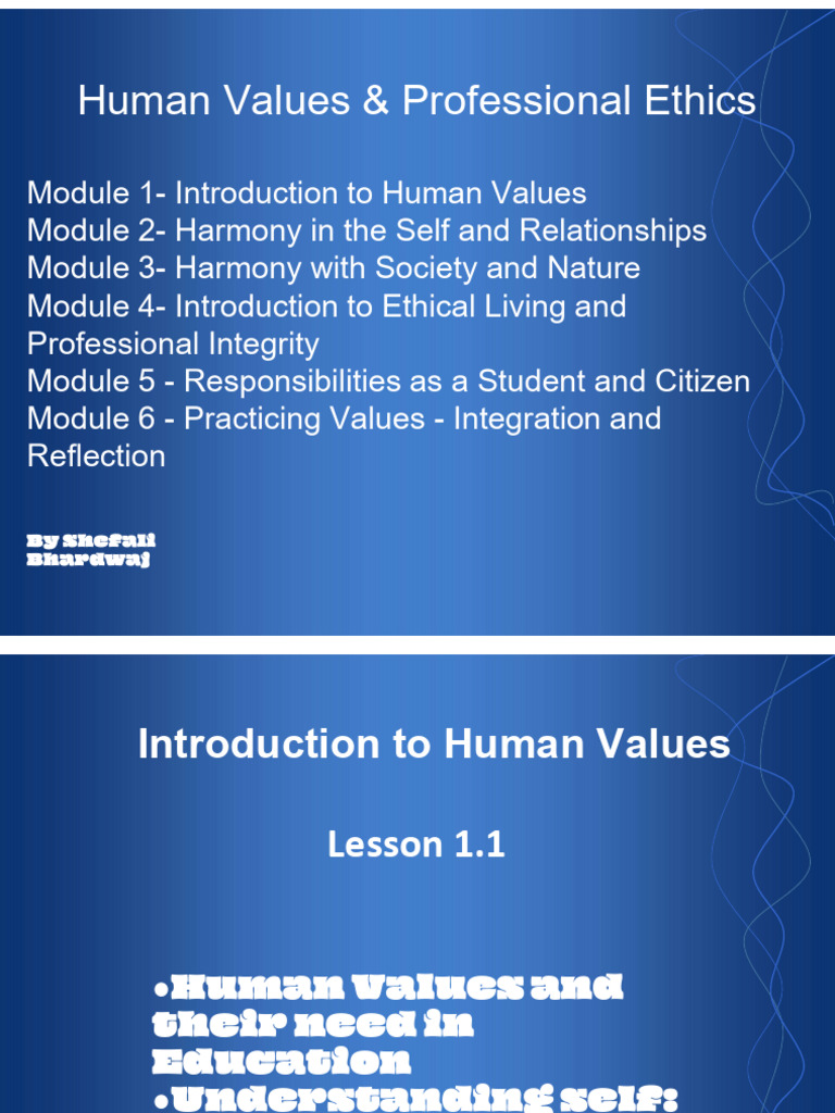 Module 1.1 Introduction to Human Value (1) | PDF | Value (Ethics ...