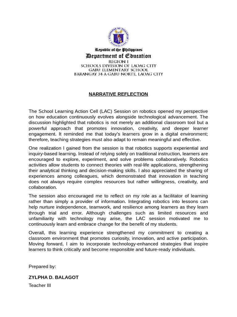 Reflection on Lac Session | PDF | Learning | Educational Assessment