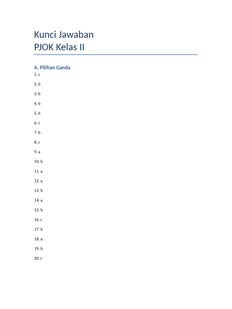 Kunci Jawaban Pjok Kelas2 | PDF