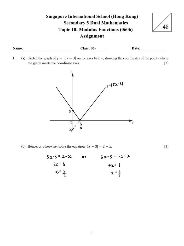 10 Modulus Function Assignment (Solution).PDF | PDF