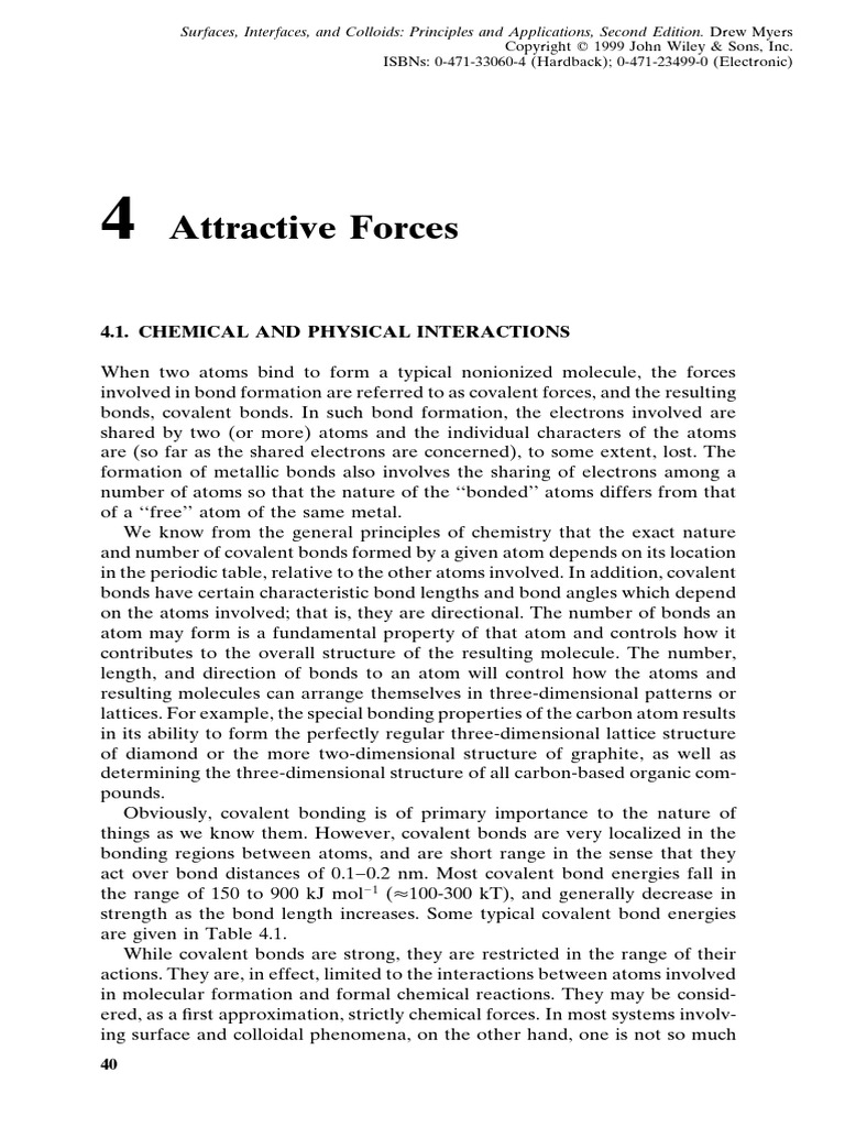 Surfaces Interfaces and Colloids - 2002 - Myers - Attractive Forces 2 | PDF