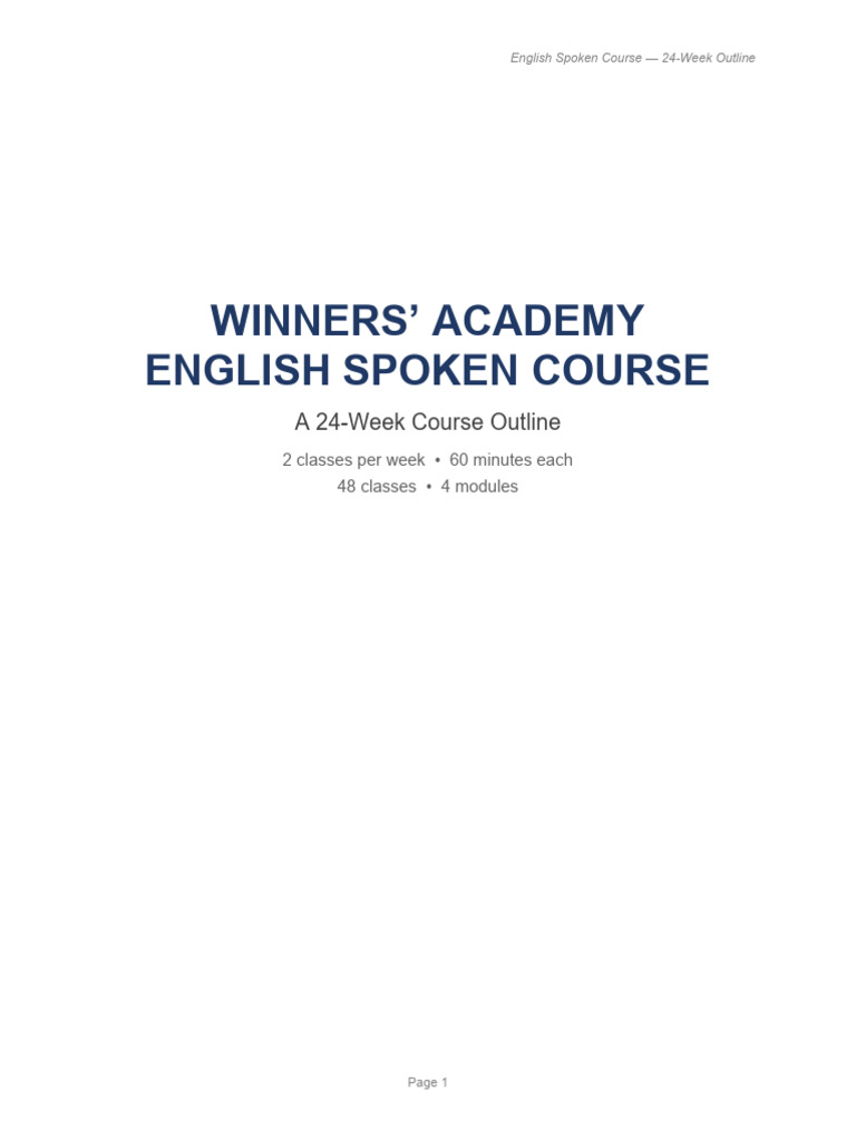 English Spoken Course Outline | PDF | English Language | Vocabulary