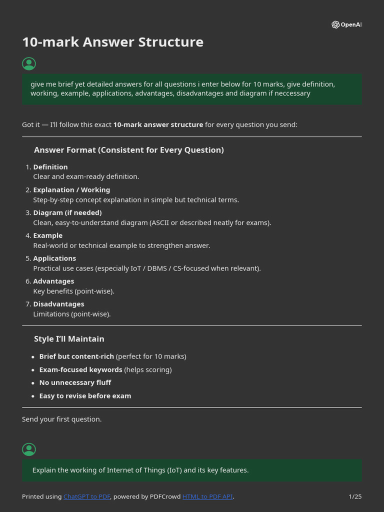 10-Mark Answer Structure | PDF | Internet Of Things | Cloud Computing