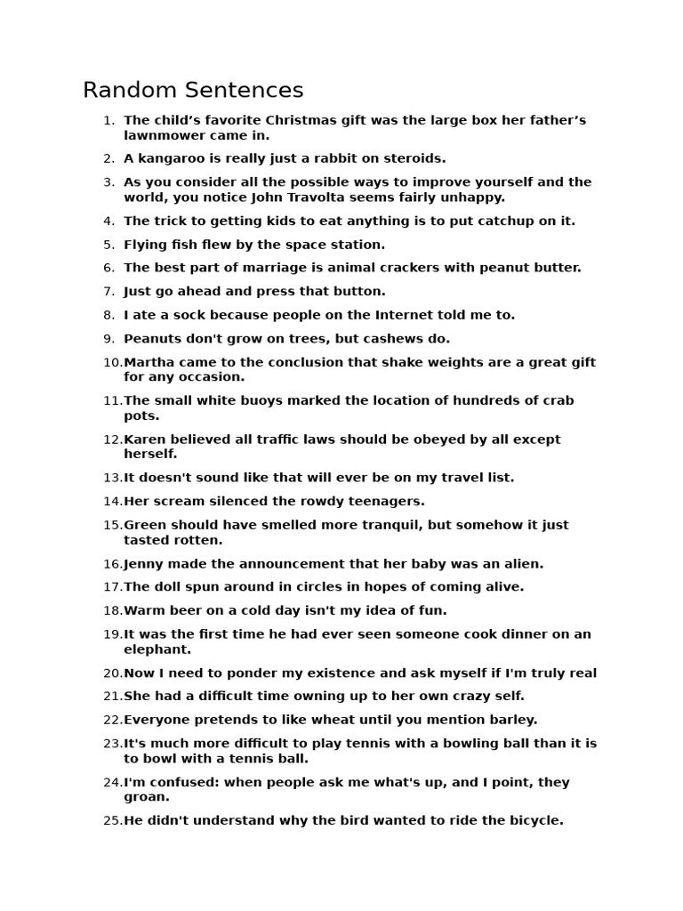 Random Sentences I | PDF
