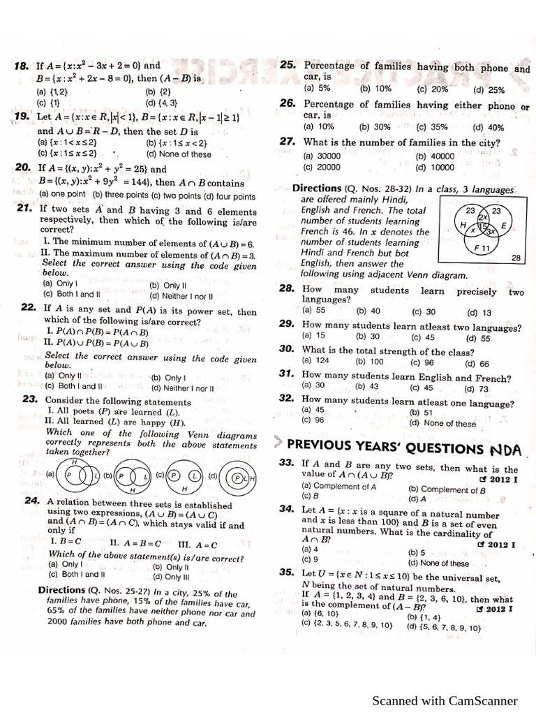 Set Questions | PDF