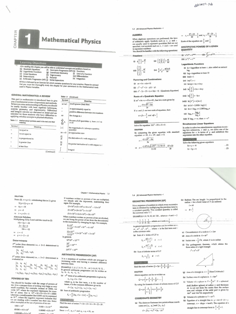Mathematical Physics Notes P-2 | PDF