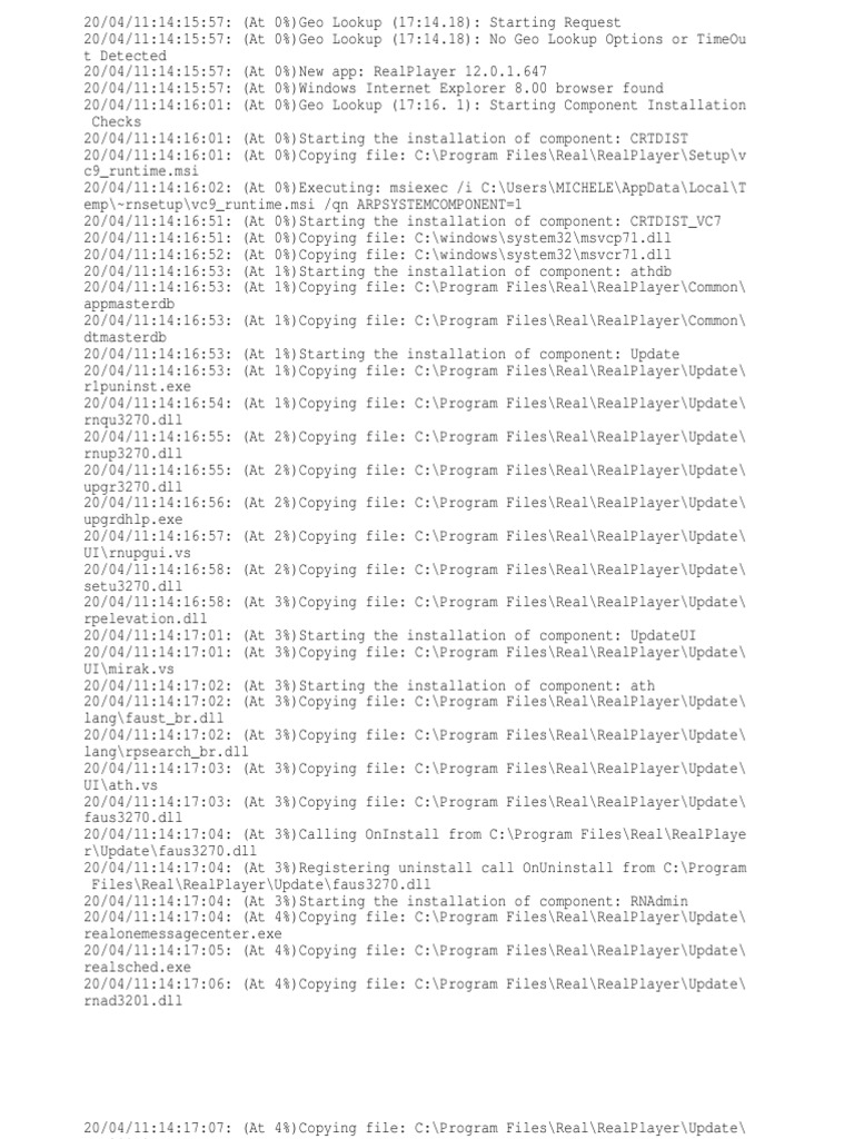 RealPlayer Log | PDF | Microsoft Windows | Internet Explorer