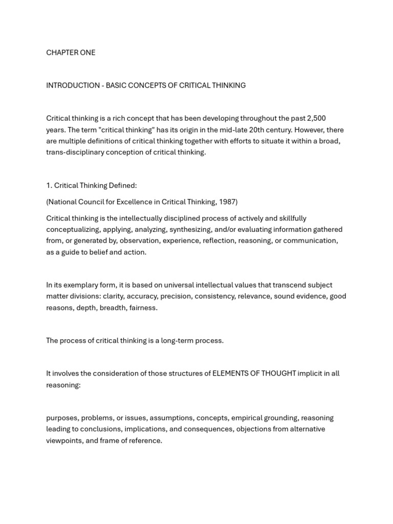Introduction to Critical Thinking | PDF | Critical Thinking | Thought