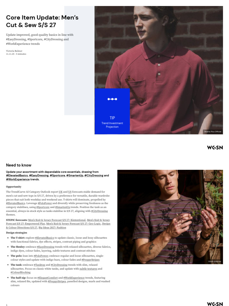 Core Item Update Men s Cut Sew S S 27 En | PDF | Fashion | Machine Learning