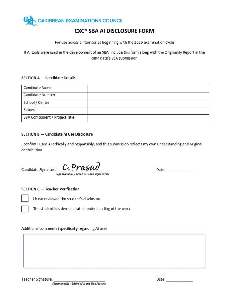 Csec.socialstudies.ai Disclosure Form | PDF