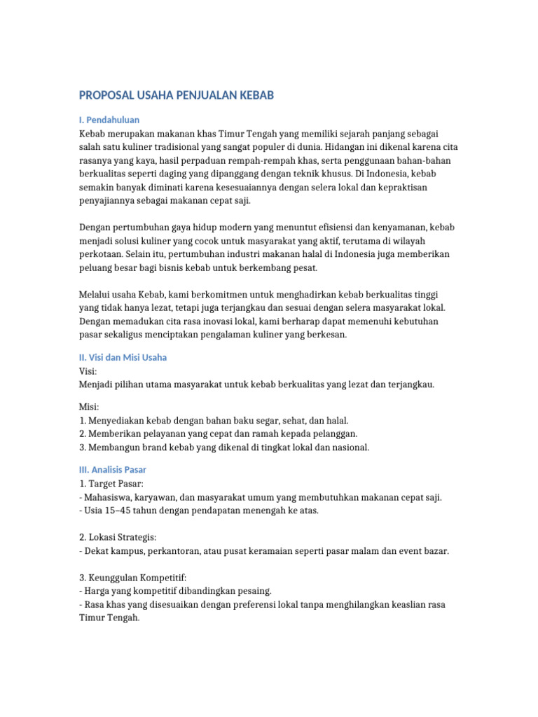 Proposal Usaha Kebab Updated | PDF