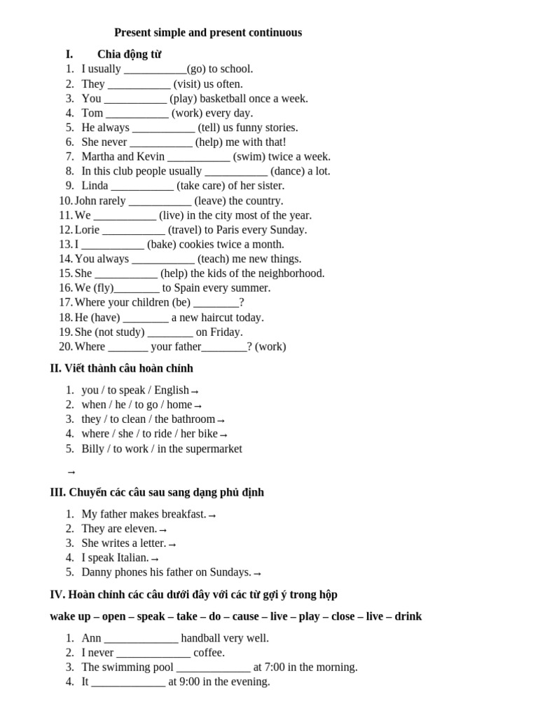 1. Present Simple and Present Continuous | PDF