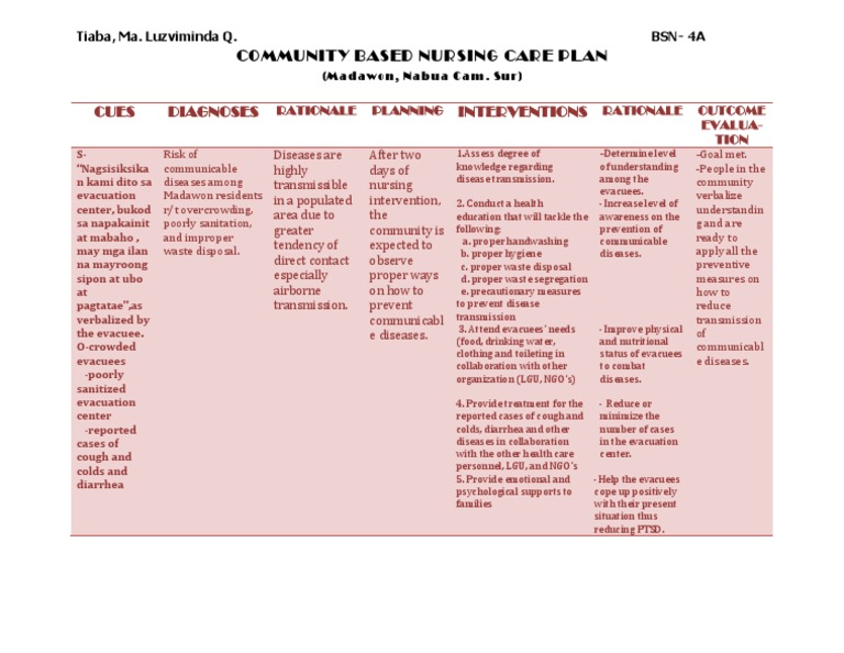 Community Based Nursing Care Plan