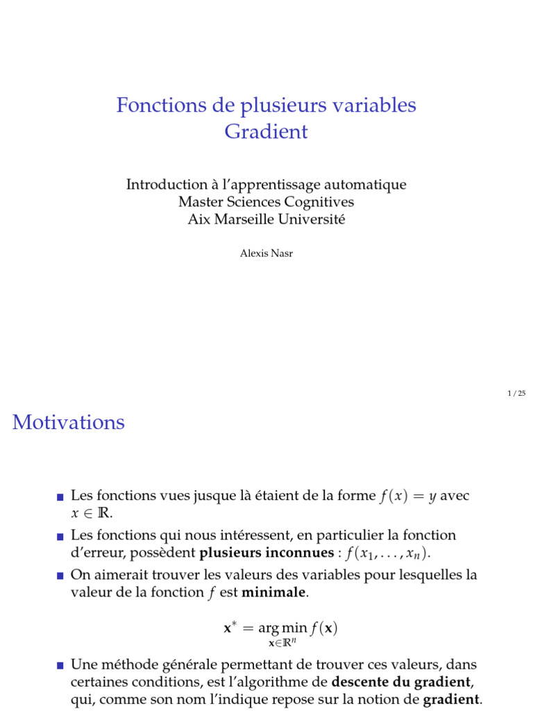 Cours Gradient | PDF | Pente | Algèbre
