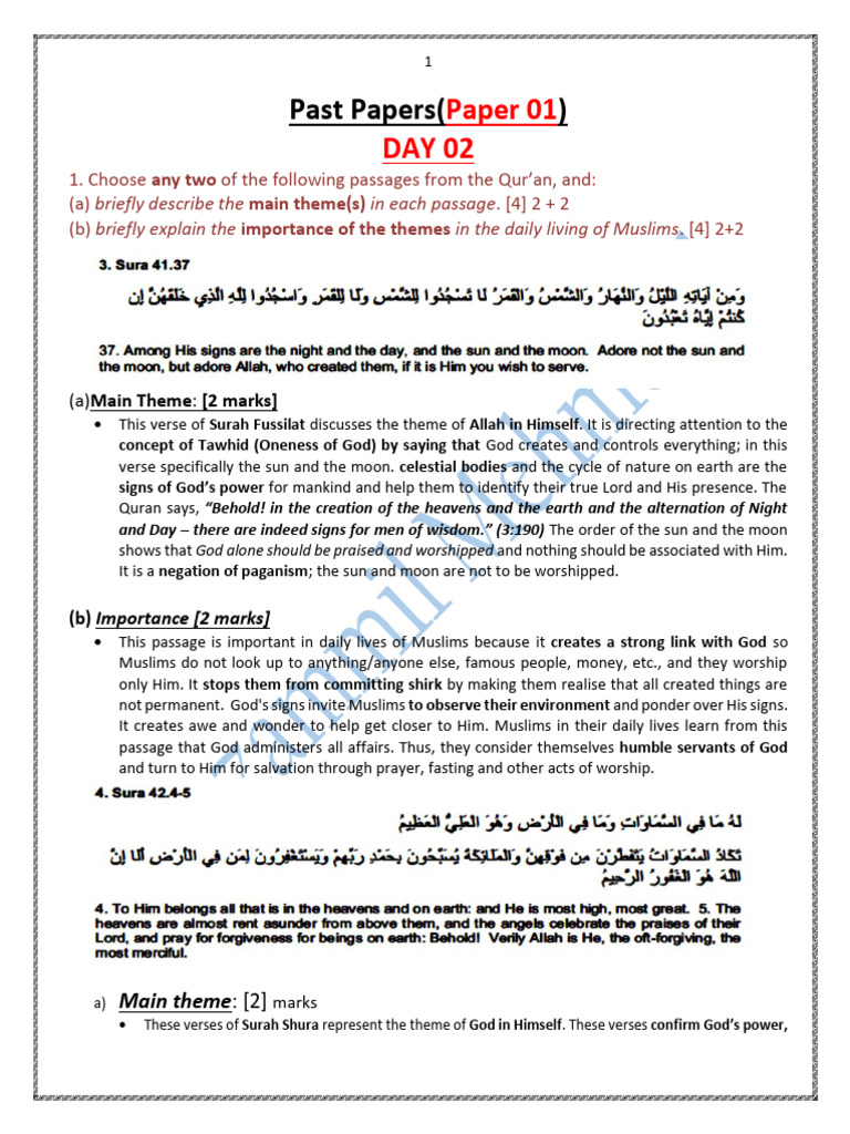 Paper 01 PP day 02 2026-1 | PDF | Prophets And Messengers In Islam ...