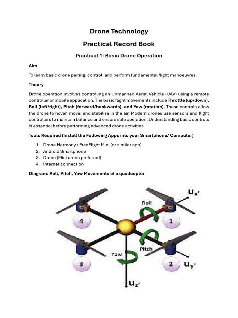 Drone Technology Practical Workbook | PDF | Unmanned Aerial Vehicle ...