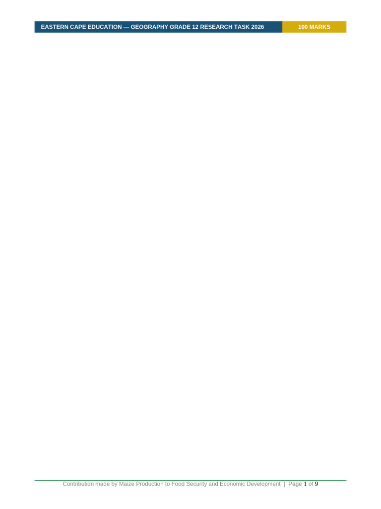 Geography Research Task Grade12 2026 | PDF | Geography | Agriculture