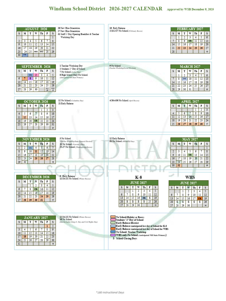 2026 2027 School Calendar ADA Approved | PDF