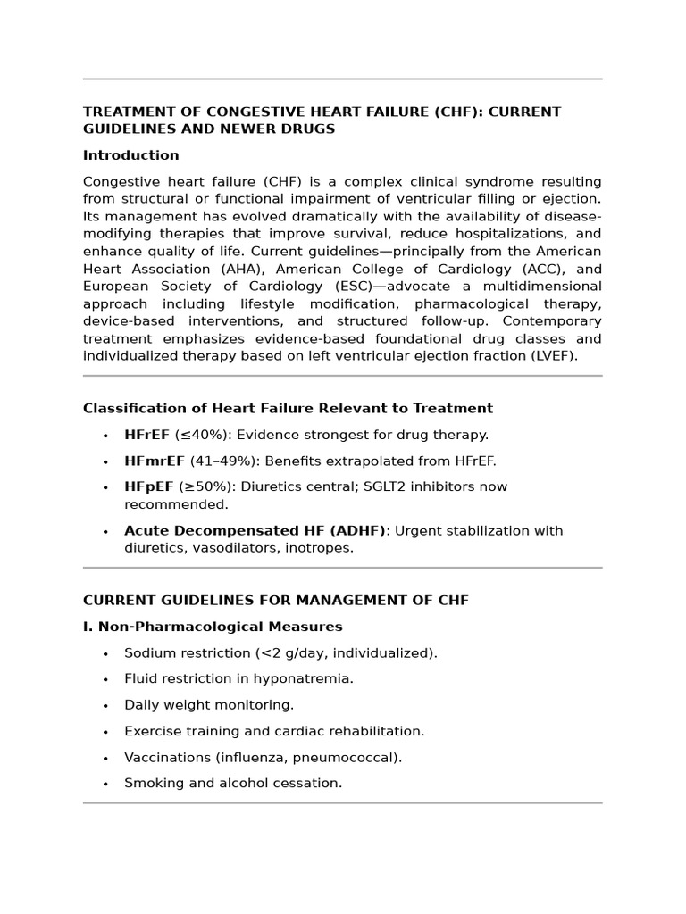 Current Treatment Guideline of Congestive Heart Failure and Recent ...