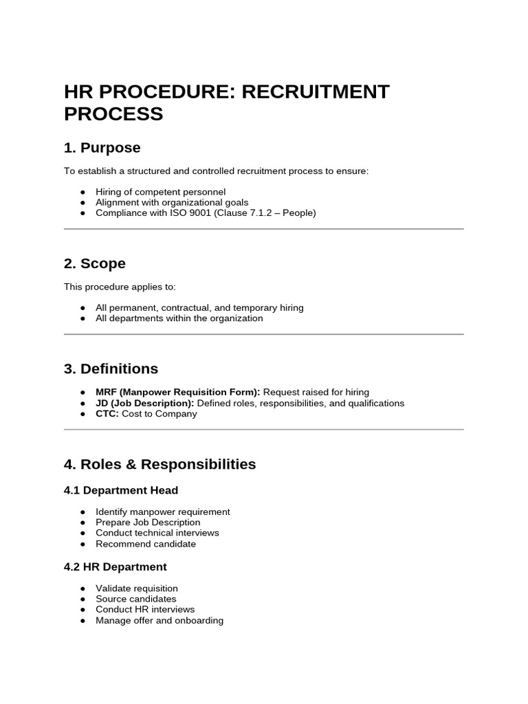 Hr Procedure_ Recruitment Process | PDF | Recruitment | Human Resources