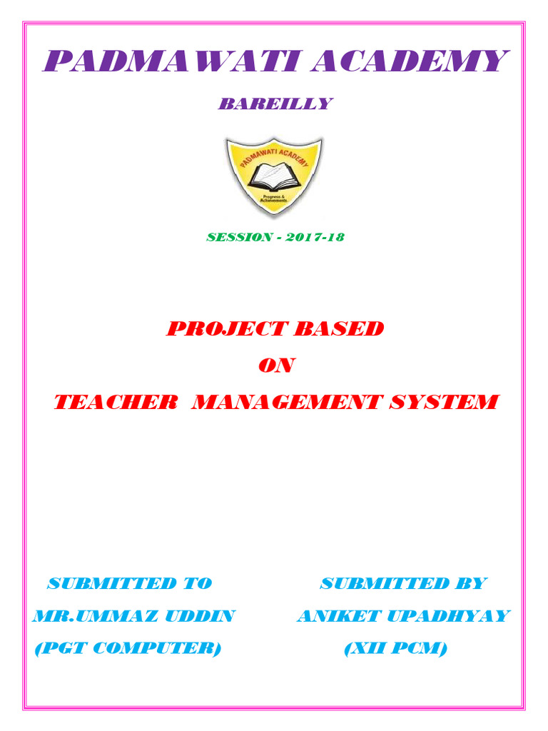 Documentation of Teacher Management System | PDF | My Sql | Integrated ...