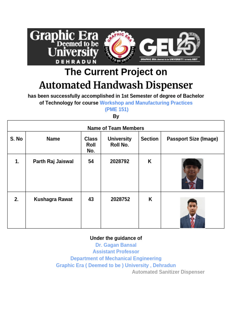 K14 - Automated Handwash Dispenser | PDF | Arduino | Hand Washing