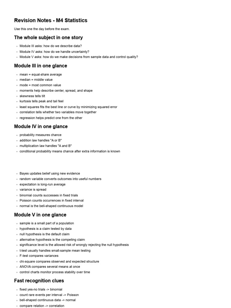 Revision Notes | PDF | Regression Analysis | Methodology