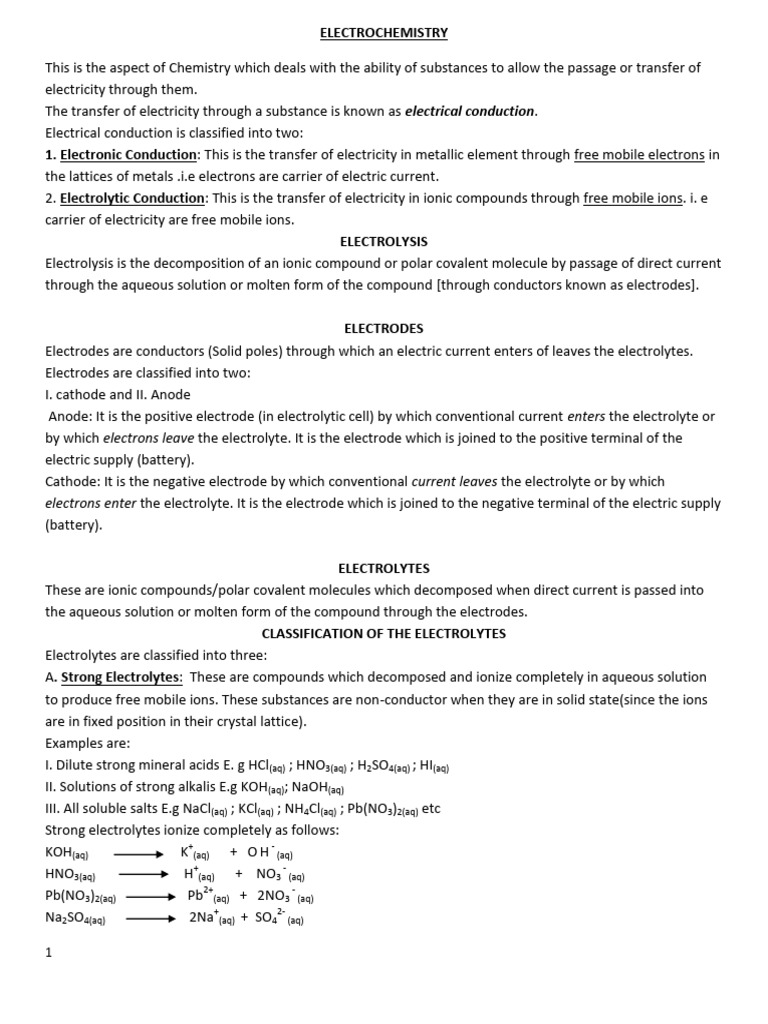 ELECTROCHEMISTRY 2026 | PDF | Redox | Anode