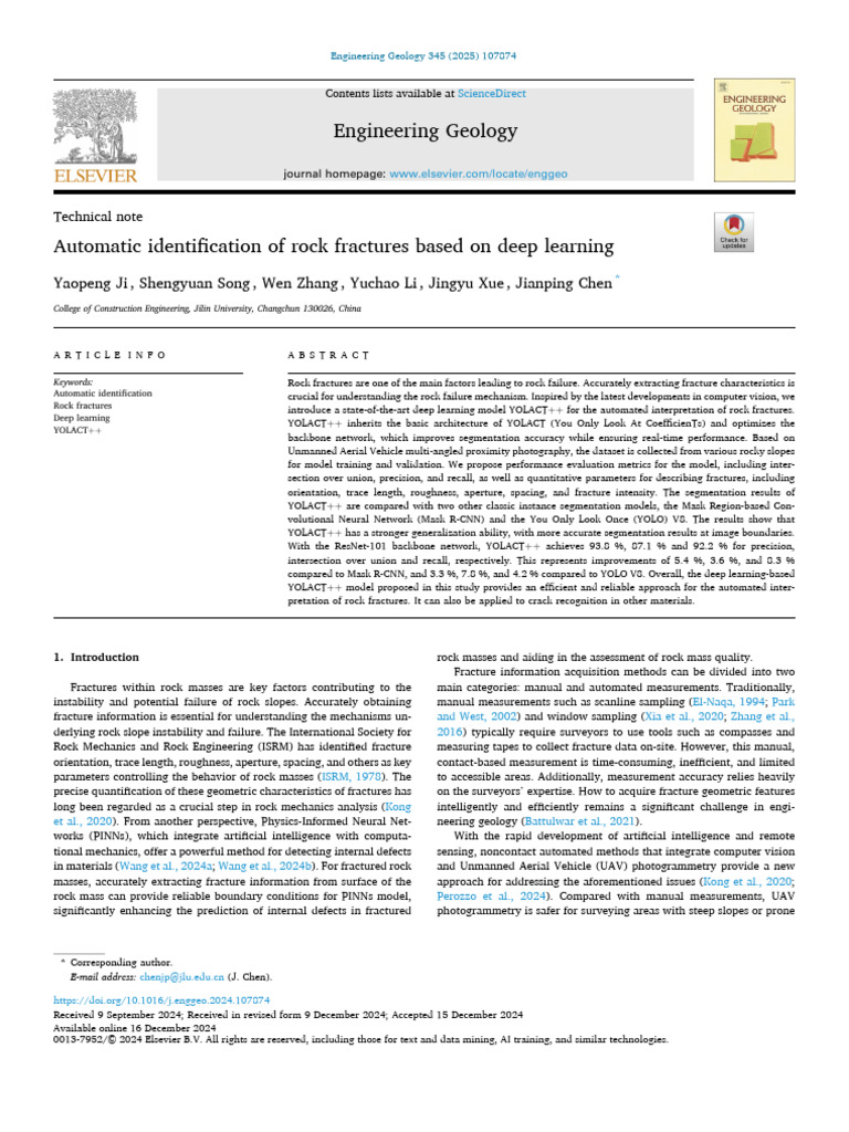Automatic identification of rock fractures based on deep learning | PDF ...