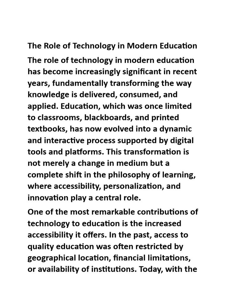 The Role of Technology in Modern Education | PDF | Learning | Augmented ...