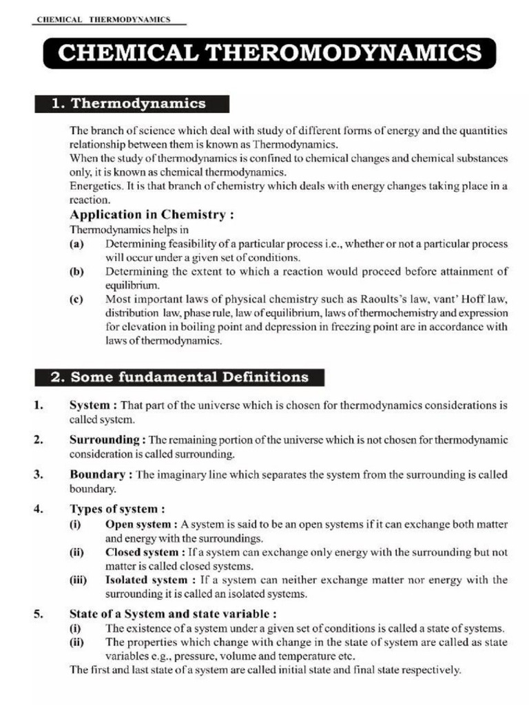 Thermodynamics Notes Chemistry | PDF